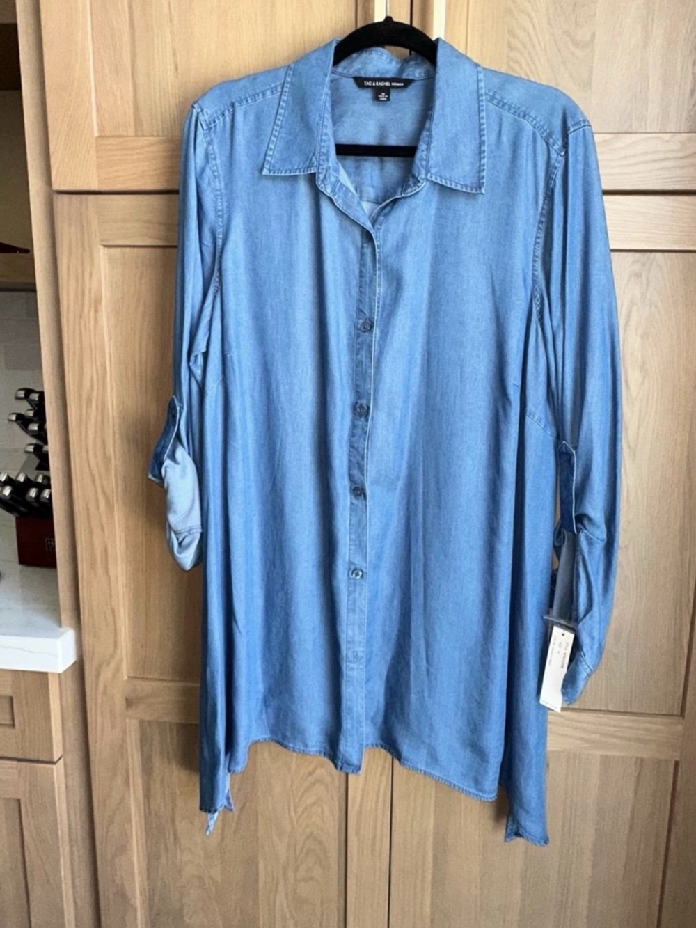 Light Blue Denim Button-Front Women's Shirt -